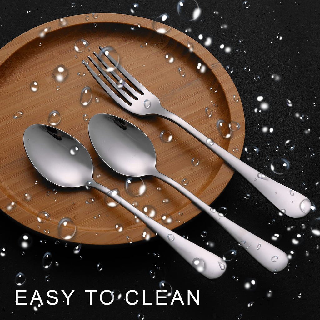Set of 12, Stainless Steel Dinner Forks and Spoons Silverware Set, Heavy-Duty Dinner Forks (8 Inch) and Spoons(6.7 Inch) Cutlery Set, Dishwasher Safe (Silver)