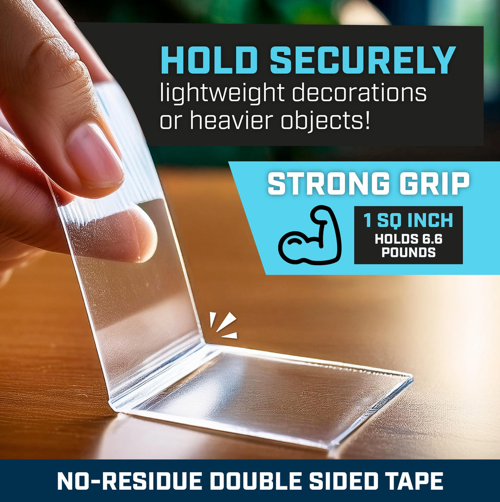 Lockport Double Sided Tape Heavy Duty – 4 Pack - 1 inch x 10 Ft,Nano Double Sided Adhesive Mounting Tape,Washable Clear Gel Wall Sticky Strips, Traceless for Wood, Tile, Plastic,Metal Surfaces