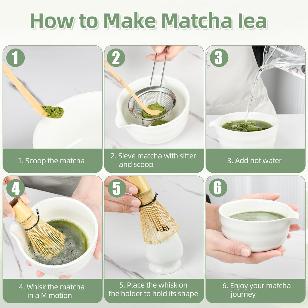 Matcha Whisk Set - Japanese Household Matcha Tea Kit for Tea Lovers (White)