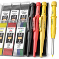 Nicpro CP3000 3 Pack Carpenter Pencil with Sharpener, Mechanical Carpenter Pencils with 57 Refills, Construction Pencil Heavy Duty Woodworking Pencils for Architect Marking (Red, Black, Yellow)