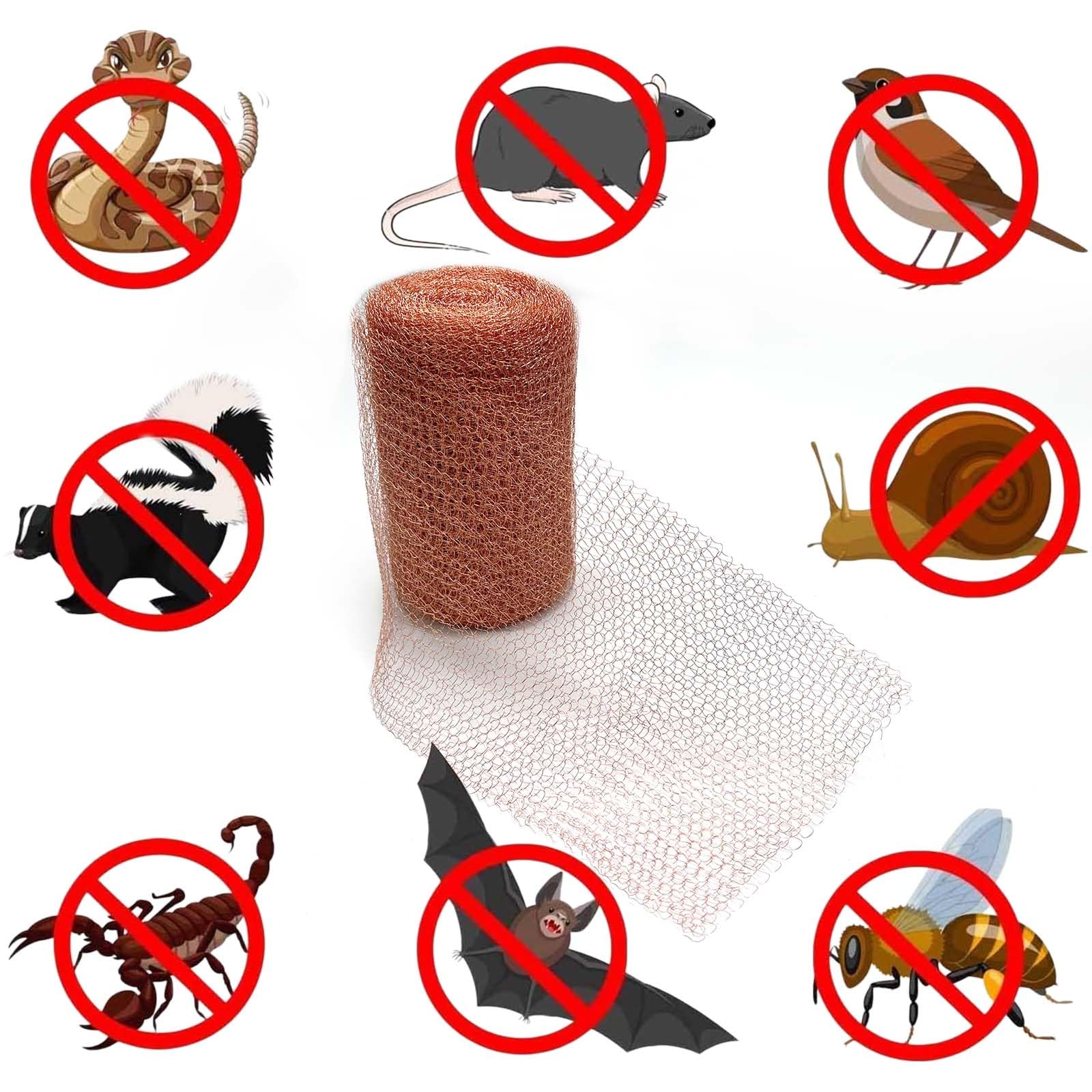 Copper Mesh,5" X 33 Feet(10m/270g),100% Pure Copper Mesh Roll Knit Copper Mesh,Gap Blocker for Building Hole,Protect Saplings&Seeds,Barbecue Grill Clean,Fill Fabric DIY