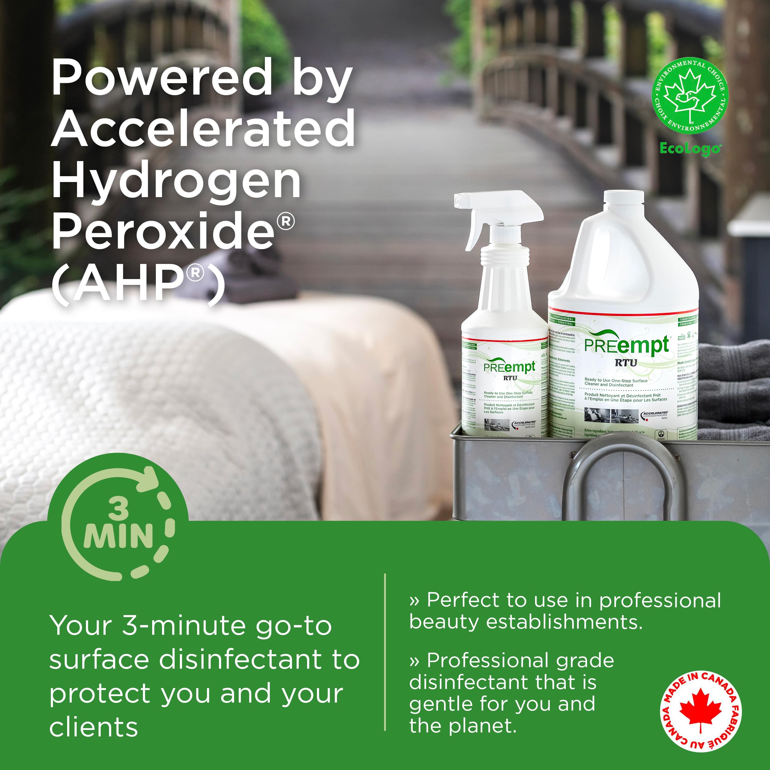PREempt Ready-To-Use One Step Disinfectant Cleaner - All Purpose Disinfectant for Salons, Spas, Clinics, Studios - 1L (1 Bottle)