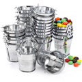 Frcctre 30 Pack Mini Metal Buckets with Handles, 1.6x 2.1 Inch Small Galvanized Tin Pails Metallic Containers Pails for Party Favor Crafts Gift