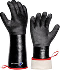 TANSYAN BBQ Gloves, 932°F Extreme Heat Resistant Gloves for Grill BBQ, Waterproof Long Sleeve Pit Grill Gloves for Fryer, Baking, Oven,Smoker,Fireproof, Oil Resistant Neoprene Coating（14-Inch ）