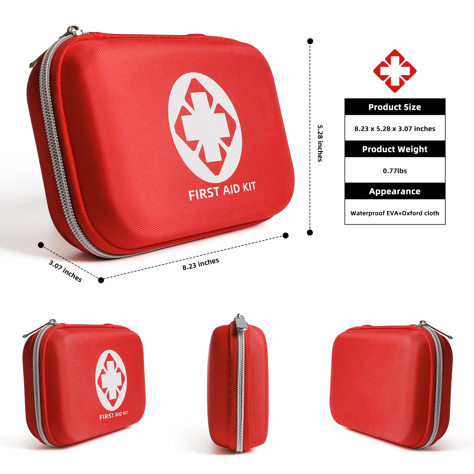 Mini First Aid Kit - 110 Piece Small Waterproof Hard Shell Medical - Emergency First Aid Supplies and Survival Kit.