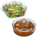 2 Pack Glass Casserole Dish with Lid and Handle Clear Lead-Free Covered Glass Baking Dish Casserole Cookware, Oven and Microwave Safe, for Marinating Baking Cooking (1.5L +1.7L)