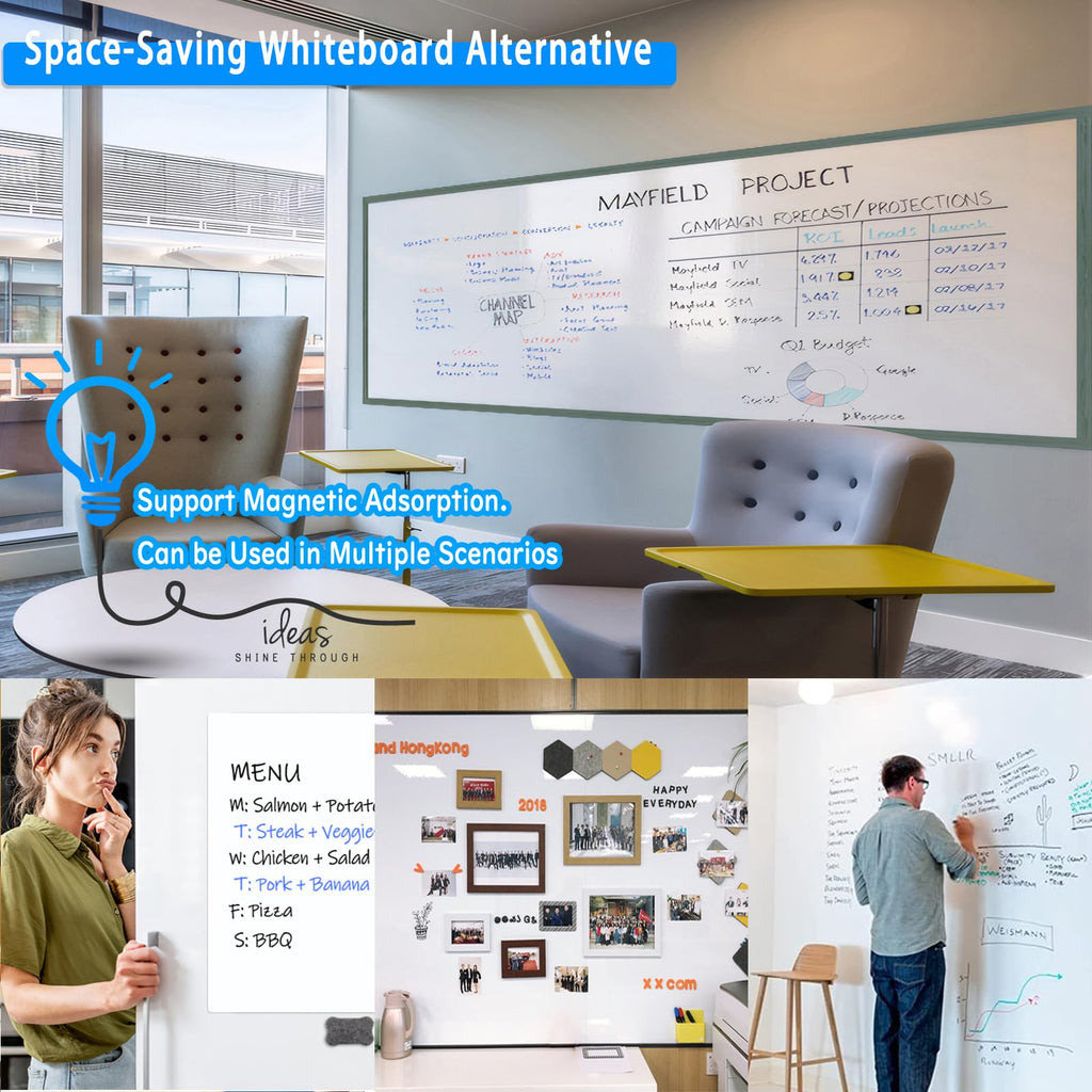 OIZUMI Magnetic Whiteboard Paper, 32''×16'' Self Adhesive White Board for Wall,White Board Dry Erase Sticker for Home Office School,Great for Bulletin, to do List,Family Graffiti Wall