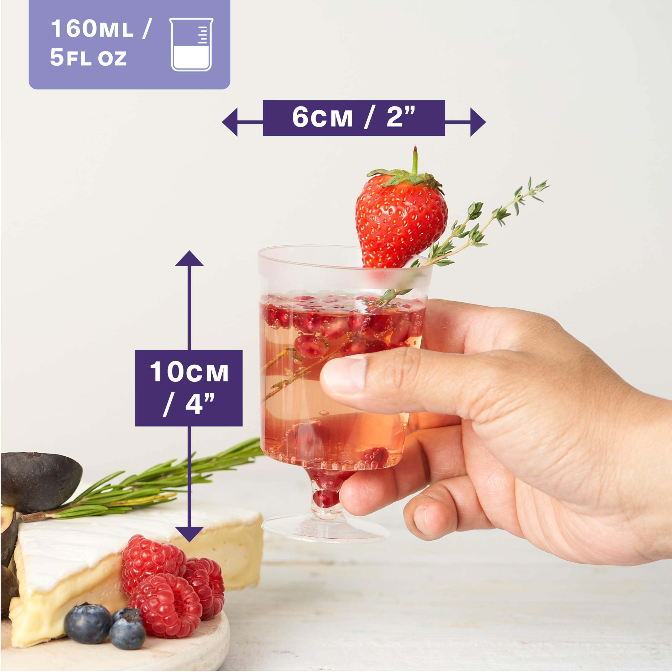 MATANA 50 Clear Hard Plastic Wine Glasses for Weddings, Birthdays & Parties, 6oz - Elegant, Sturdy & Reusable