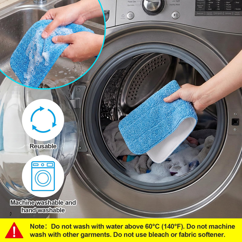 HOMEE Microfiber Mop Replacement, 6 Pack 18''x 6'' Reusable Mop Heads Replacements, Compatible with Bona Floor Care System Wet/Dry Home & Commercial, Cleaning Scrubbing Floor Mop Pad - Blue
