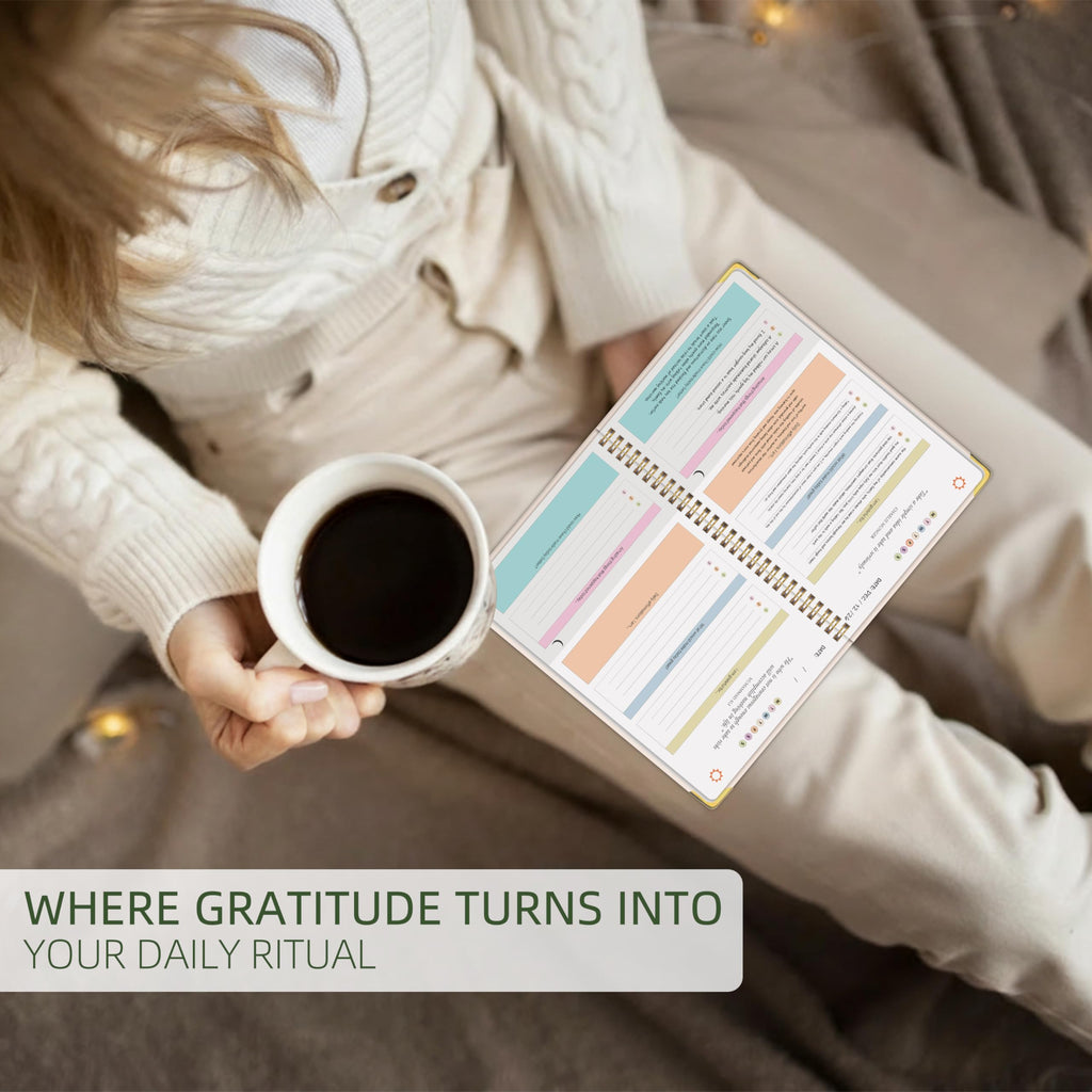 The Gratitude Journal for Women & Men, 5 Minutes Daily Gratitude Journal, Guided Prompts & Quotes For More Positive Vibes, Mindfulness, Happiness, Affirmations and Self-Reflection - Pink