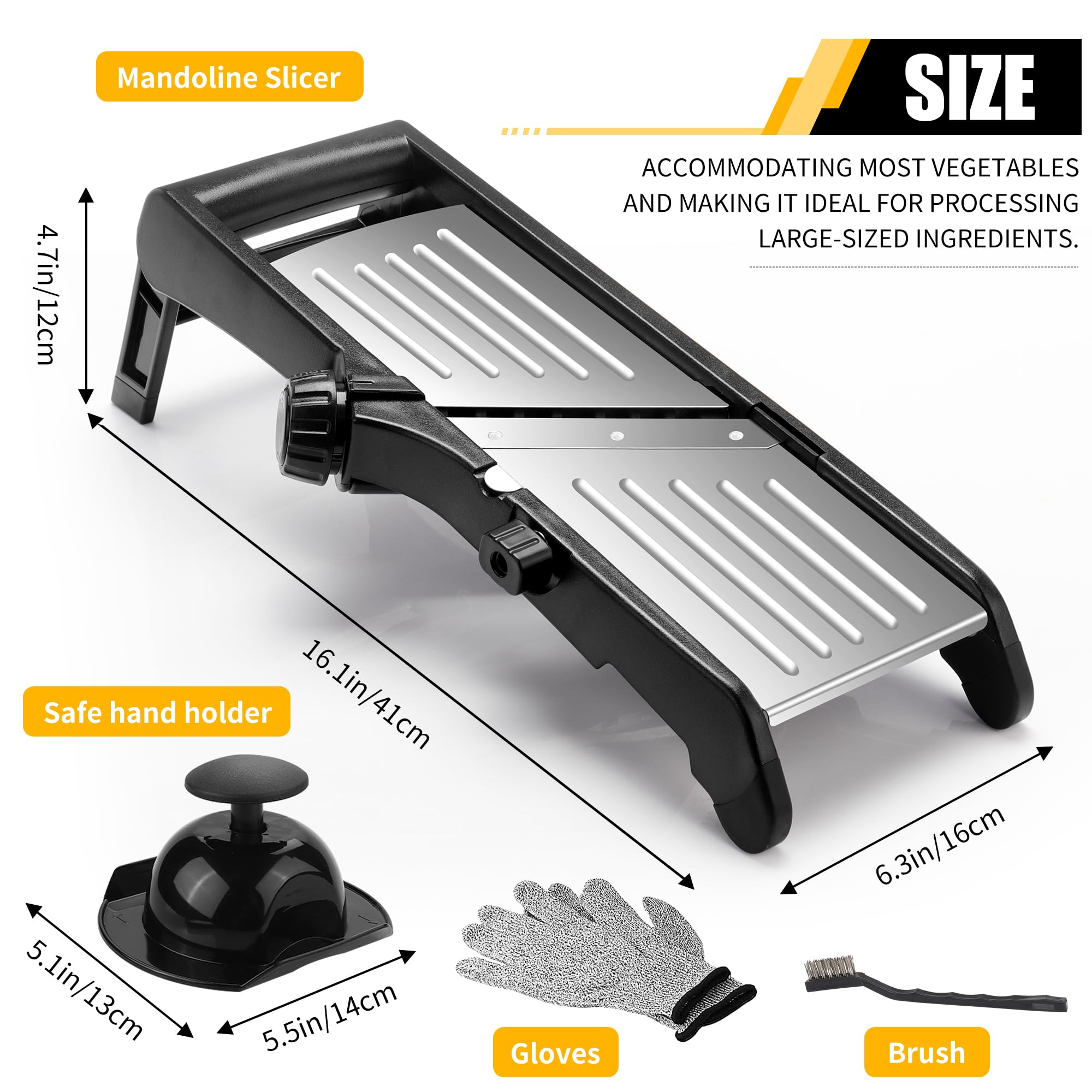 Mandoline Food Slicer for Kitchen, Adjustable Stainless Steel Mandoline Vegetable Slicer, Food Slicer Onion Potato Chip French Fry 7 in-1 Vegetable Slicer