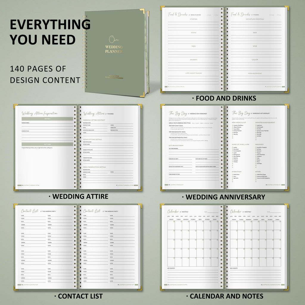BIROYAL Wedding Planner Book and Organizer - A4 Wedding Planning Book with Checklist, Calendar & Tips - Makes Your Countdown Planning Easy - Engagement Gifts for Newly Engaged Couples, Future Brides