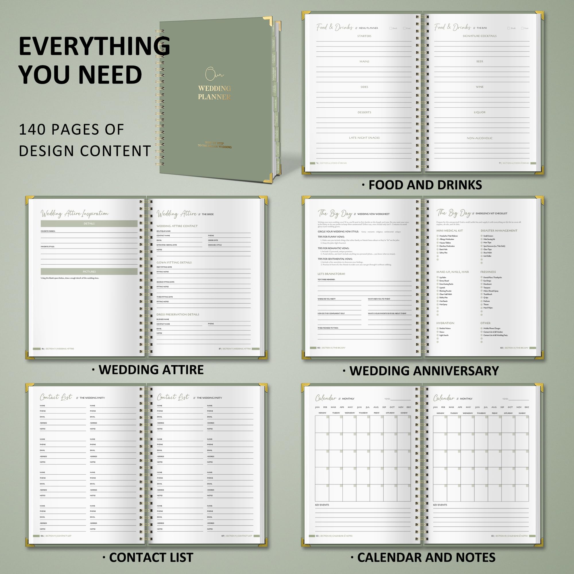 BIROYAL Wedding Planner Book and Organizer - A4 Wedding Planning Book with Checklist, Calendar & Tips - Makes Your Countdown Planning Easy - Engagement Gifts for Newly Engaged Couples, Future Brides