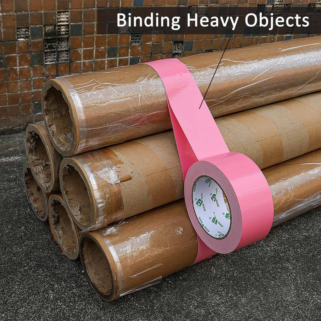 BOMEI PACK Pink Duct Tape, 3Rolls Heavy Duty Strong Industrial Color Duct Tape 9mil x 1.88inch x 30yds for Packing and Repairing