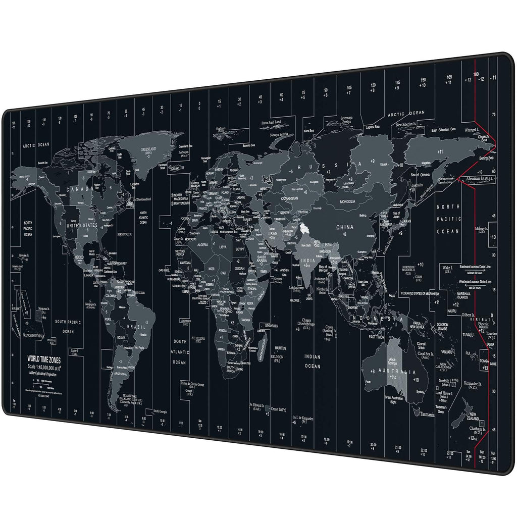 Anpollo Extended Speed Gaming Mouse Pad Large Size 35.4 x 15.7 inches Desk Mat Mousepad with Personalized Design - Black World Map