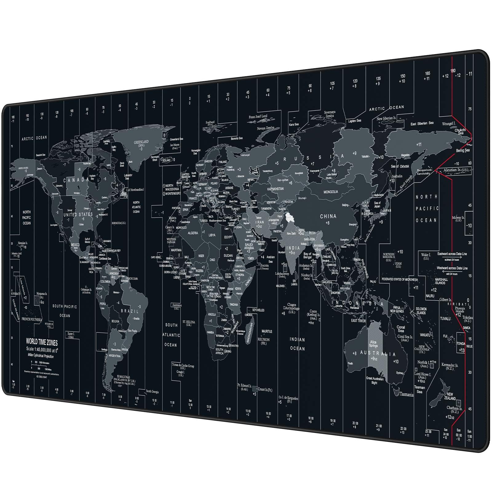 Anpollo Extended Speed Gaming Mouse Pad Large Size 35.4 x 15.7 inches Desk Mat Mousepad with Personalized Design - Black World Map