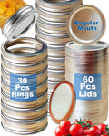 90Pcs Mason Jar Lids with Rings for 70MM Regular Mouth, Premium Split-Type Fit & Airtight Canning Lids for Mason Jar and Ball Kerr Jars (70MM Regular Mouth)