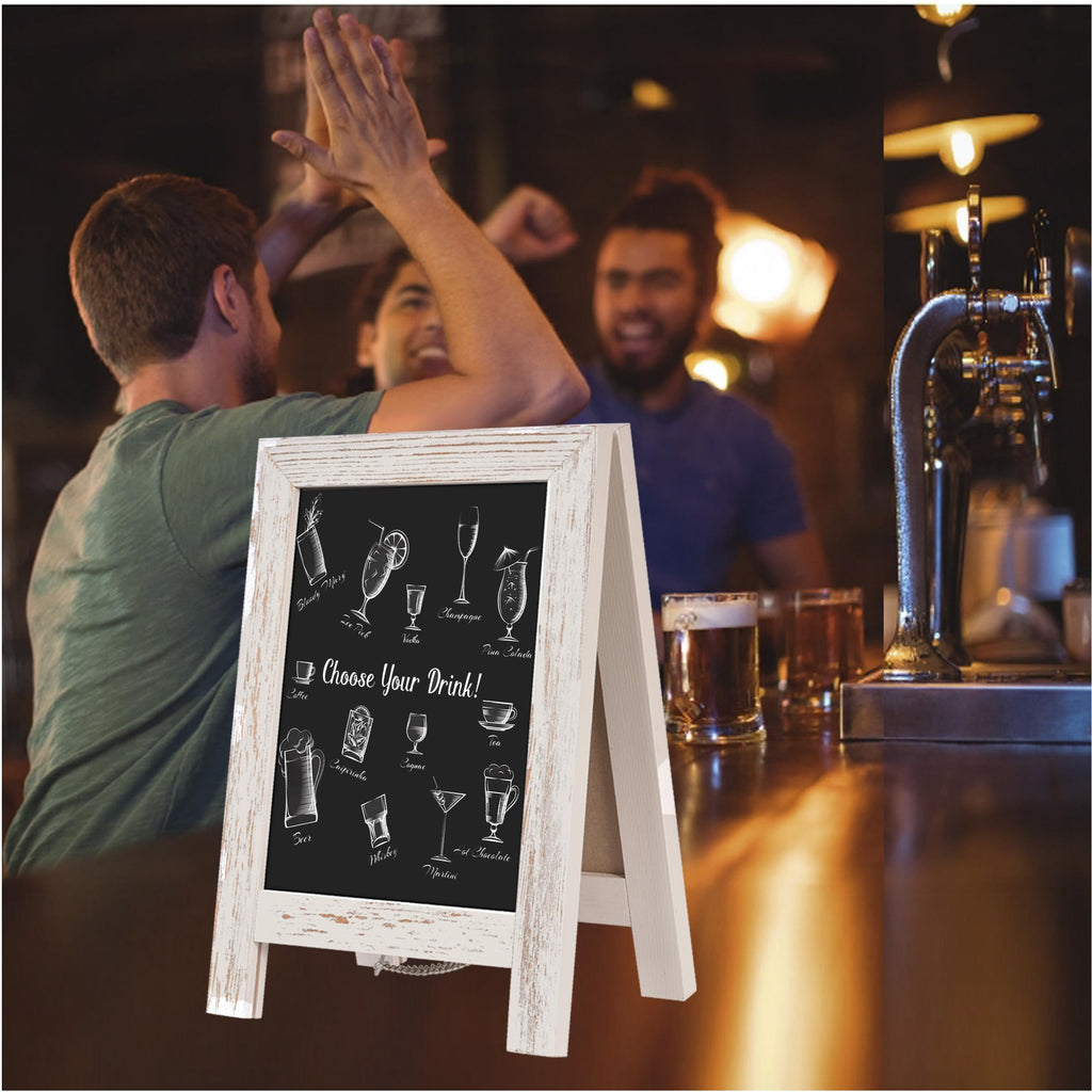 Maribol Rustic Reversible Chalkboard, Countertop Chalkboard Easel, Magnetic A-Frame Small Chalkboard Sign for Food, Restaurants, Business or Weddings and Home Decor (8.6 x 12.6 Inches) A-Frame-WH