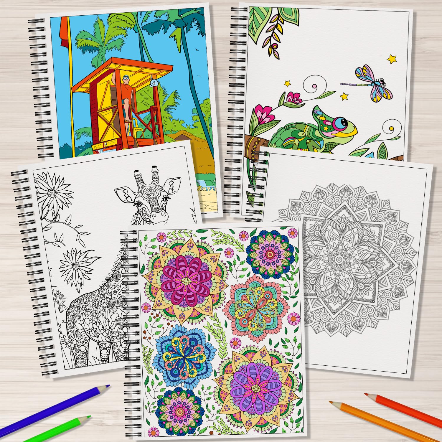 Kalysky Adult Coloring Books Set:3 Coloring for Adults Animal Flowers & Other Themes Designs.Coloring Books for Adults to Relax and Relieve Anxiety
