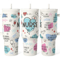 Nurse Tumbler with Handle 40oz, Coffee Travel Mug with Straw, Inspiration Gifts for Women Female Nurses, Nursing Gift for Birthday Christmas Nurse Week