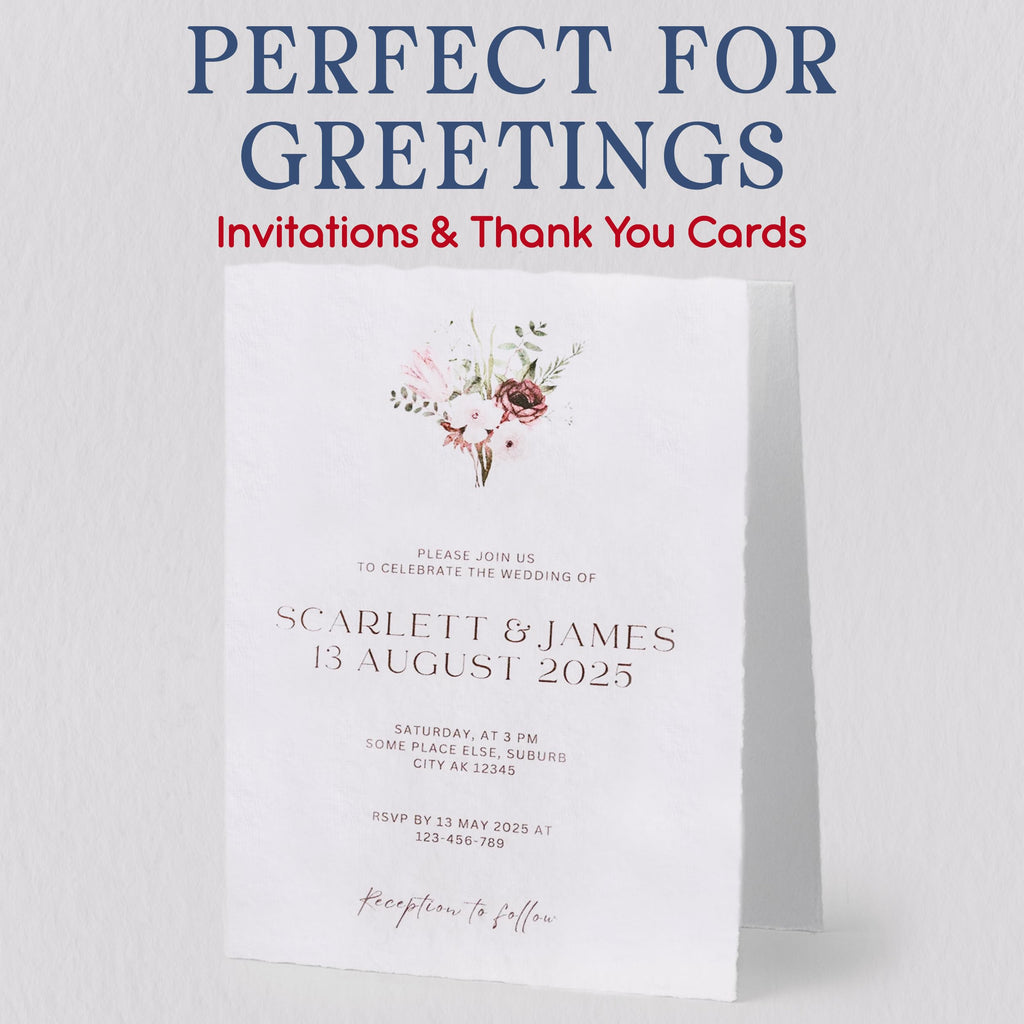 Wanderings Handmade Deckle Edge Blank Greeting Cards & Envelopes with Flower Art - Thick 300gsm paper– 20 Cards (5 Each of 4 Varieties) for Invitations, Thank Yous, Get Well and Birthday Cards –5x7"