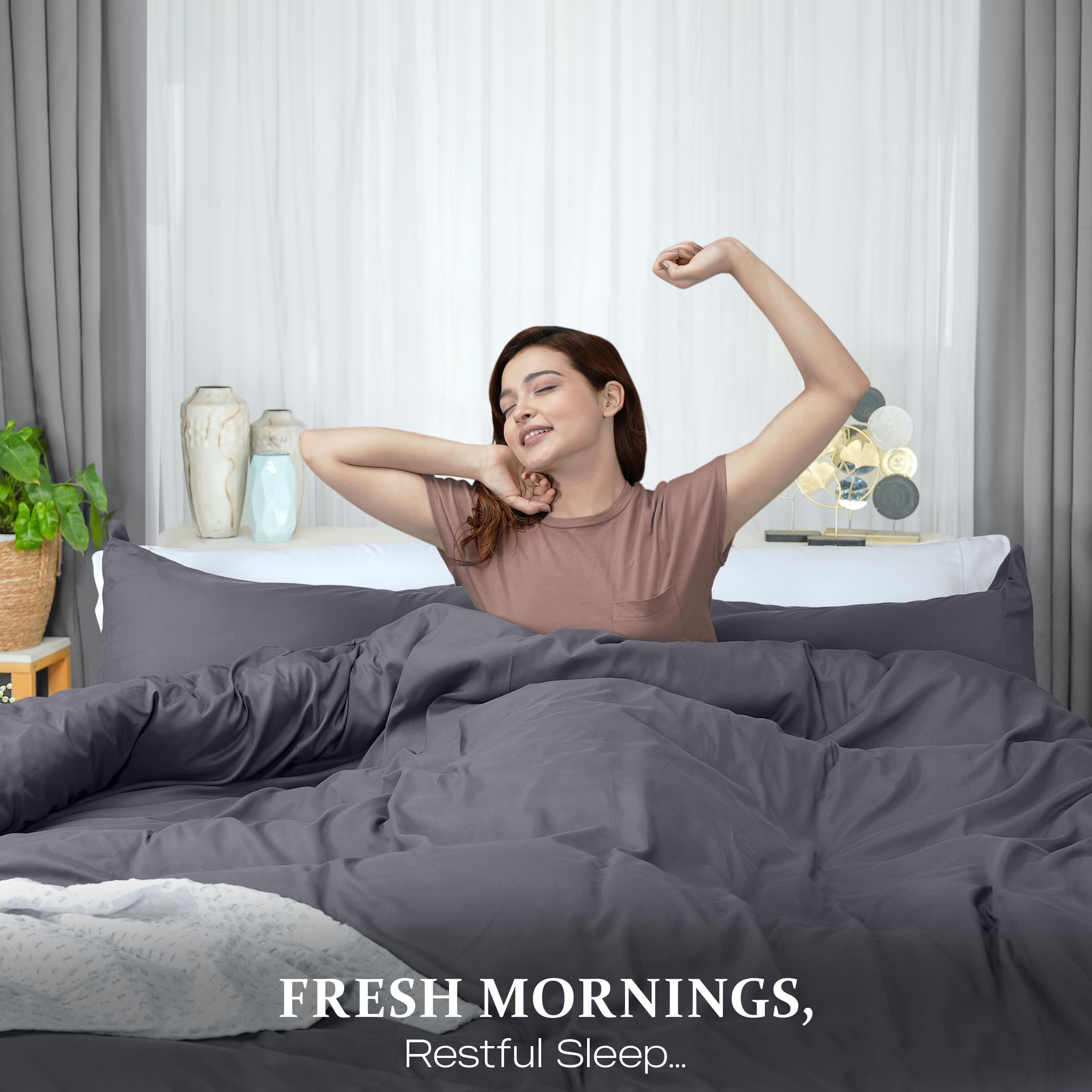 Utopia Bedding Duvet Cover Queen Size - 3 Piece with Zipper Closure - 1 Comforter Cover 90X90 Inches & 2 Pillow Shams 20X26 Inches (Grey) Comforter Not Included