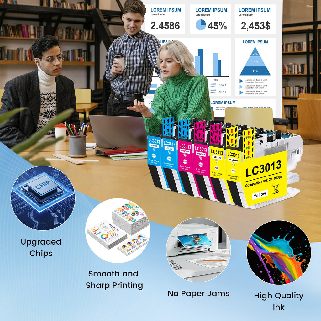 LC3013 Ink Cartridges Replacement for Brother LC3013 LC3011 Ink Cartridges Color Compatible for Brother MFC-J491DW MFC-J497DW MFC-J690DW MFC-J895DW Printer (6pk, 2Cyan/2Magenta/2Yellow)