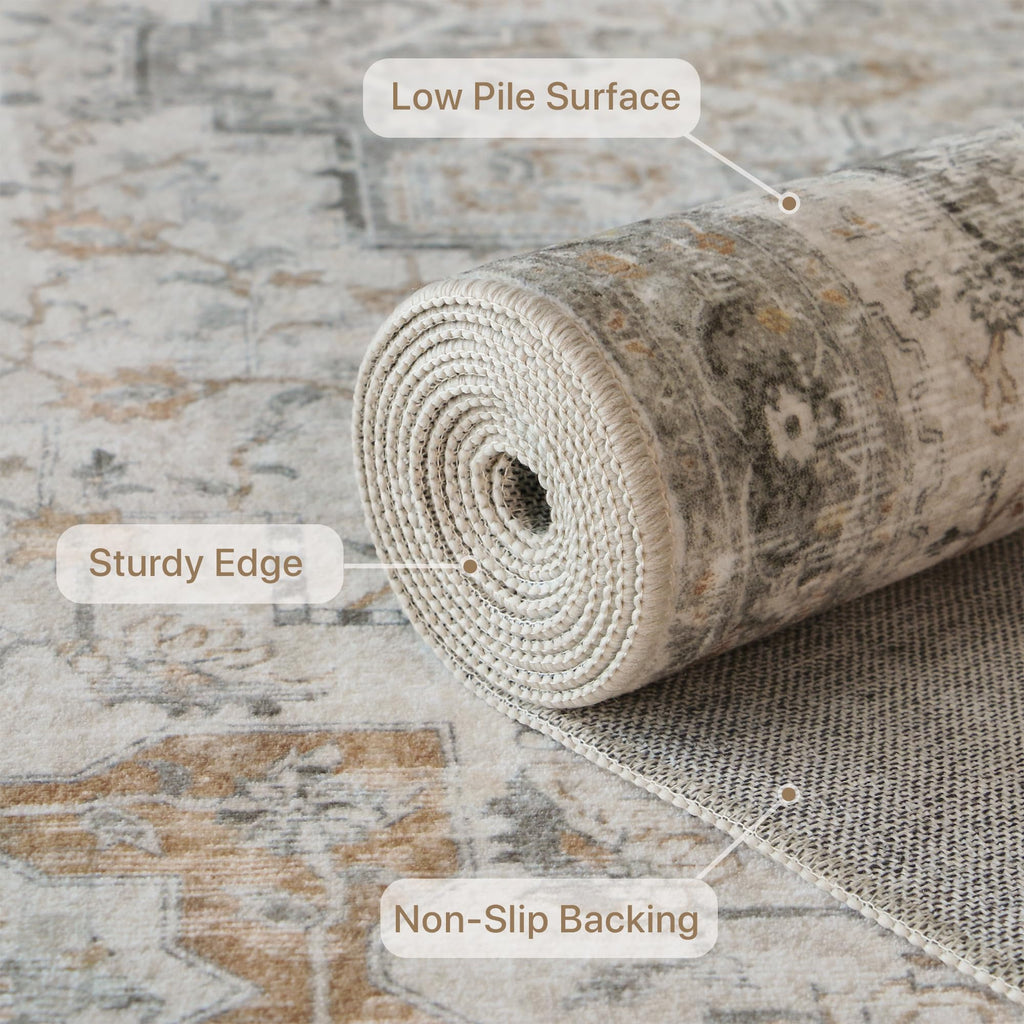 GENIMO Area Runner Rugs 2x6 for Living Room, Non-Slip Machine Washable Rug for Hallway Kitchen, Low Pile Print Rug for Bedroom Dining Room Home Office