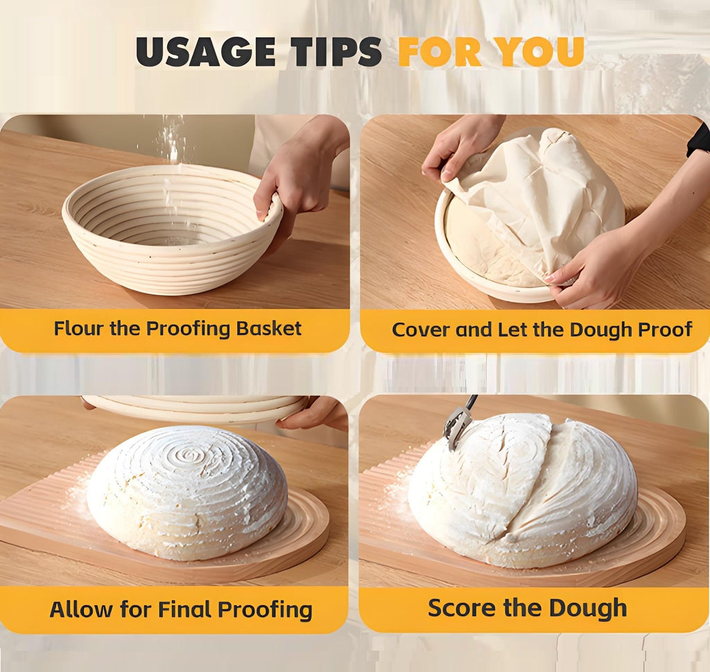 KOACKL Banneton Proofing Basket Set, Sourdough Bread Starter Kit, Round Banneton Sourdough Bread Making Tools Kit with Linen Cover Bread Brotform Perfect for Baking Dough with Rising Pattern