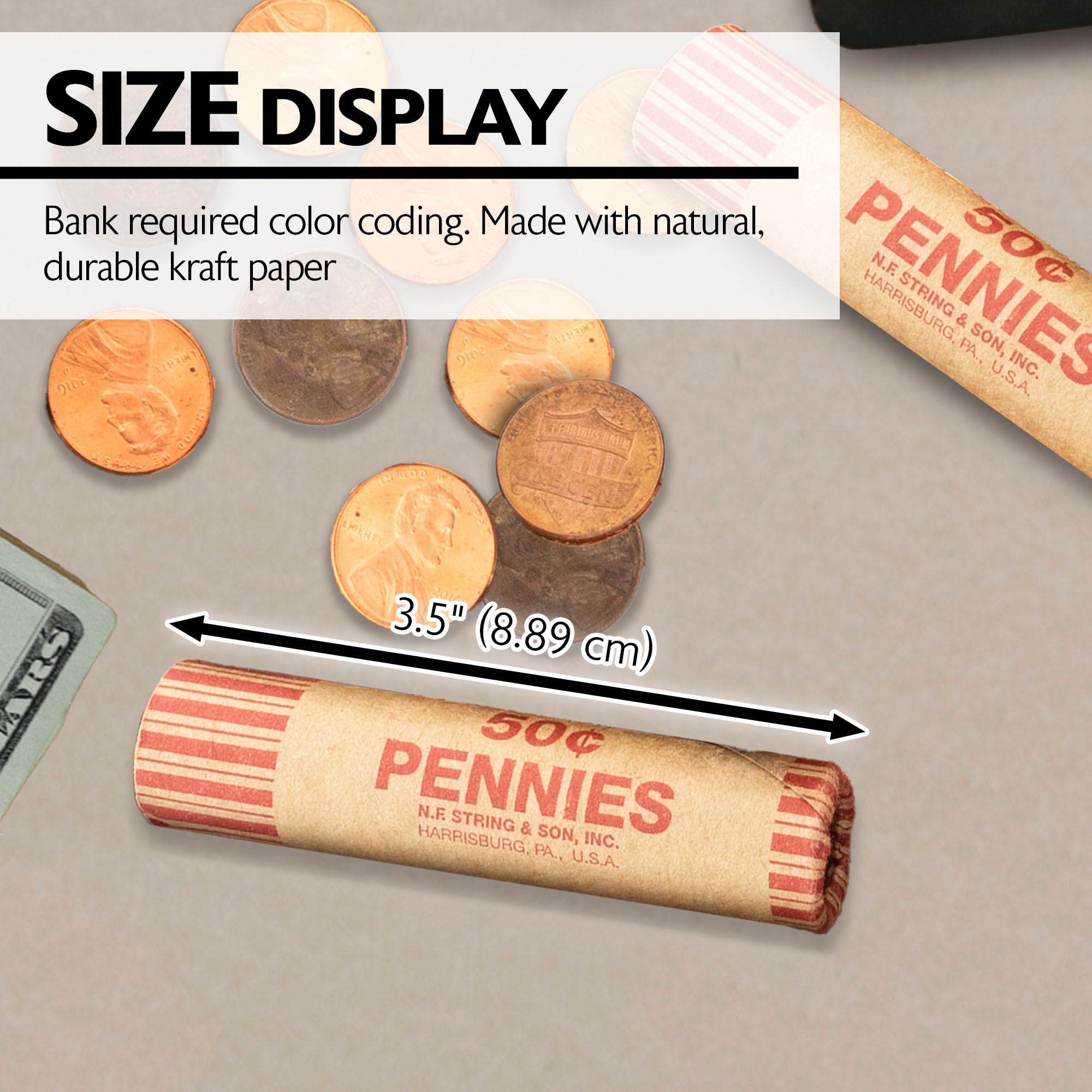 BAZIC Penny Coin Wrappers, 36 Per Pack (2-Pack)
