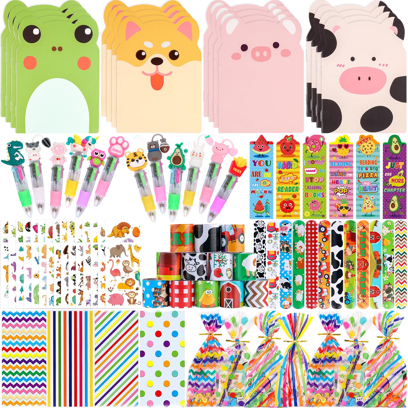 Stationery Party Pack, 24 Pack Birthday Goodie Bags with Multicolor Pen Mini Notebooks for Goodie Bag Classroom Gifts Class Rewards Prizes