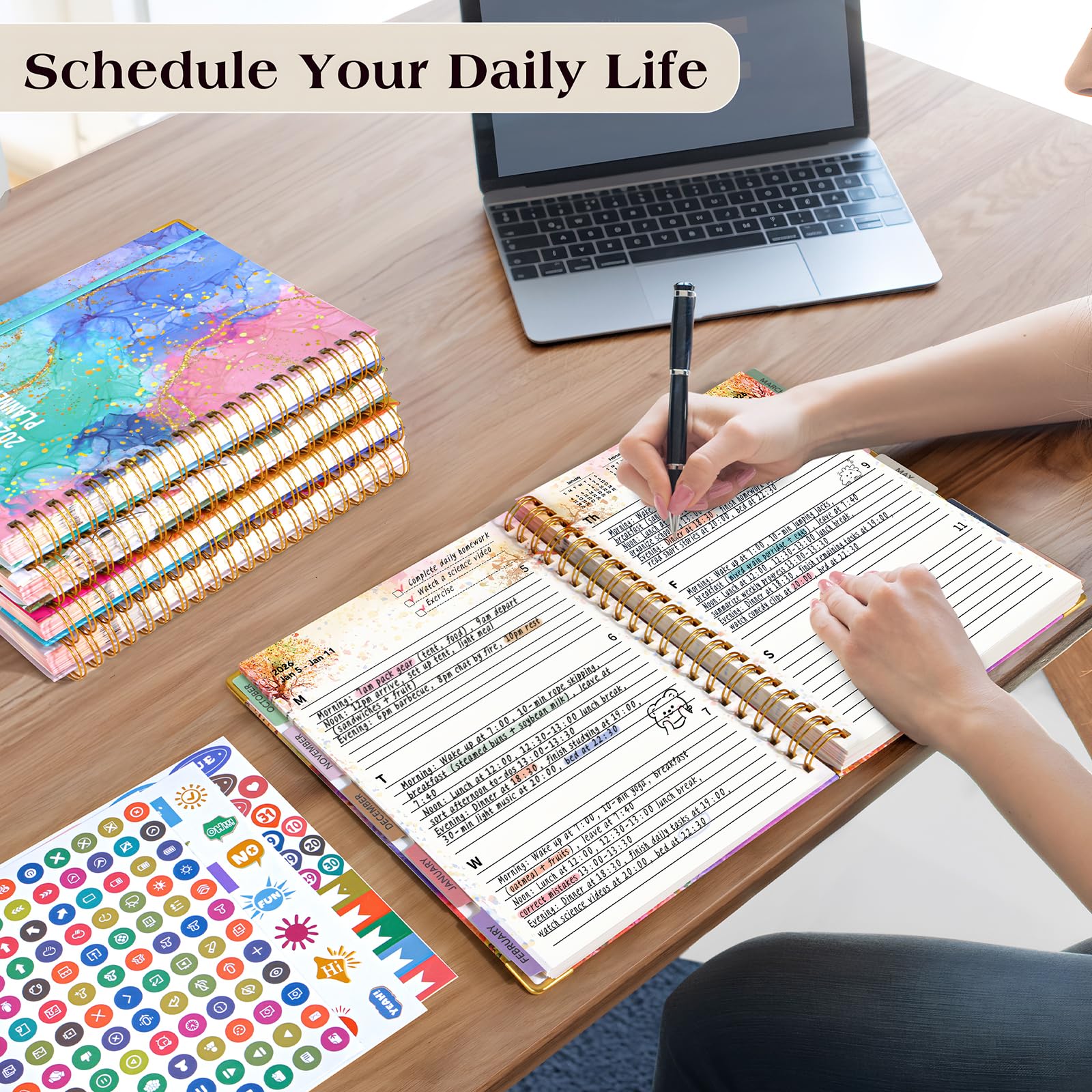 Planner 2026-2027, 18 Months Weekly and Monthly Daily Planner from January 2026 - June 2027, 8.5" x 11" A4 Large Hardcover Agenda Organizer Book 2026 with Tabs, Spiral Yearly Calendar Planners for School Work Home, Autumn Tree
