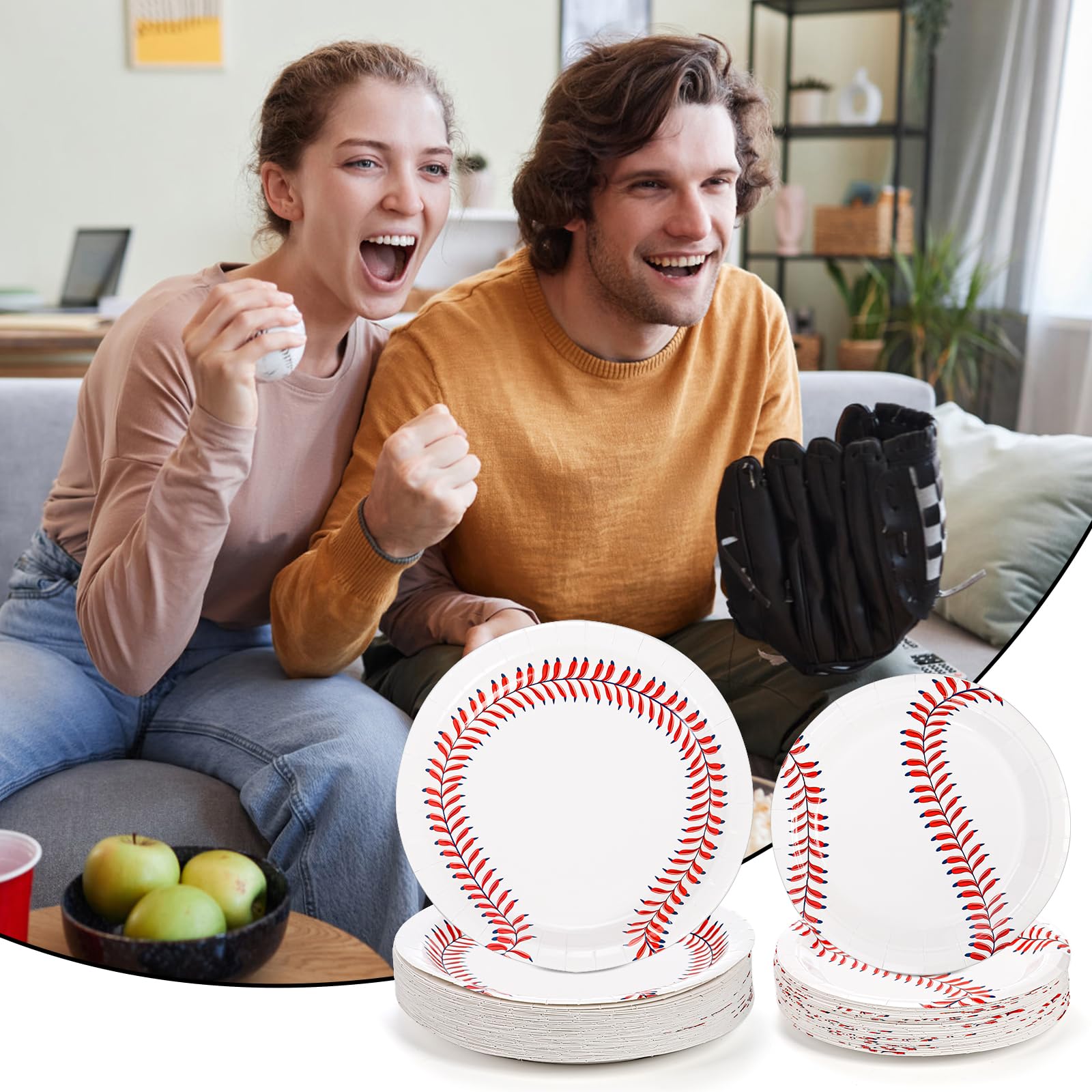 Kingrol 100 Pack Baseball Plates, 9" and 7" Baseball Themed Party Supplies Birthday Decor, Disposable Paper Plates, Round Food Serving Tray for Kids Serves