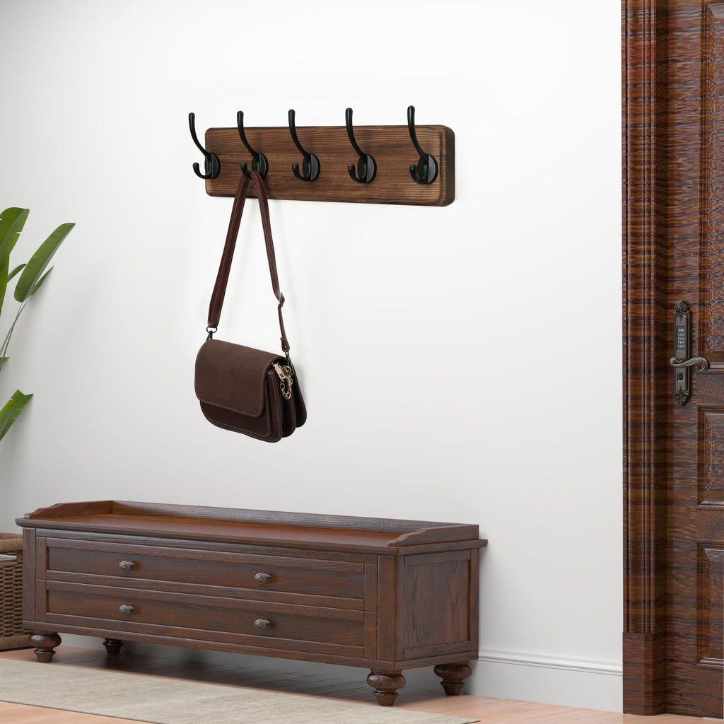 WEBI Coat Rack Wall Mount,Coat Hooks Wall Mounted,16’’ Hole to Hole,Coat Hanger Wall,Hook Rack Rail,5 Hooks for Hanging Coats,Hats,Jacket,Clothes