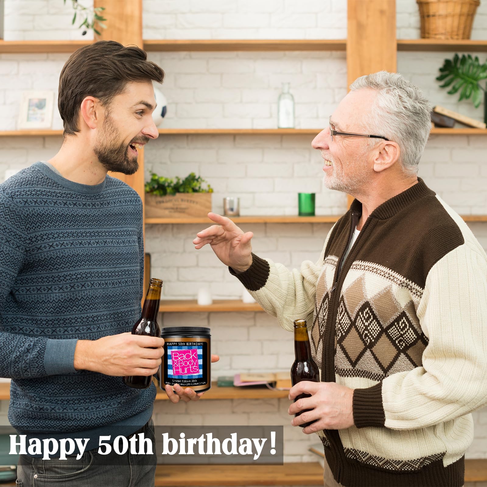 Homsolver 50th Birthday Gifts for Her Him，Happy 50th Birthday Candles Gift for Women Men，Funny 50 Years Old Decorations Ideas- Handmade Lavender Candle
