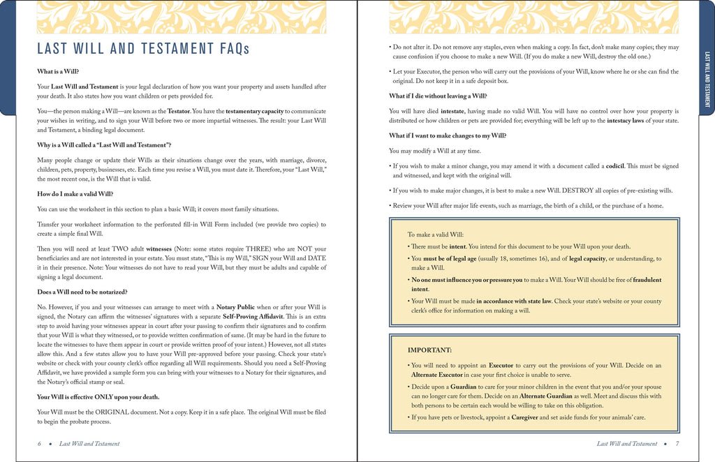 My Family Estate Legal Document Kit (includes Last Will and Testament, Health Care Proxy, and Legal Power of Attorney)