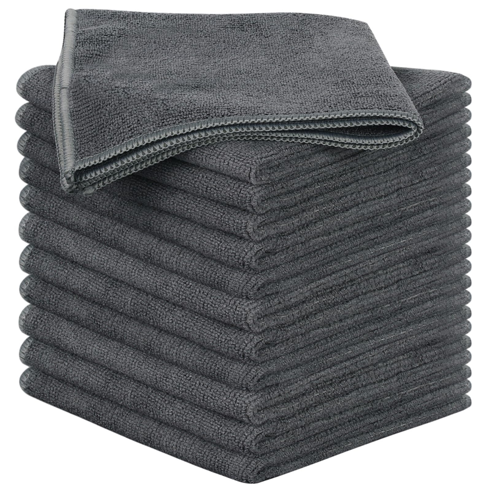 Sinland 12Pack Microfiber Cleaning Cloths All-Purpose Soft Dish Cloth Absorbent Cleaning Rags Lint Less Car Cloth Cleaning Towels for Home, Kitchen, Office 12 Inch X 12 Inch Grey