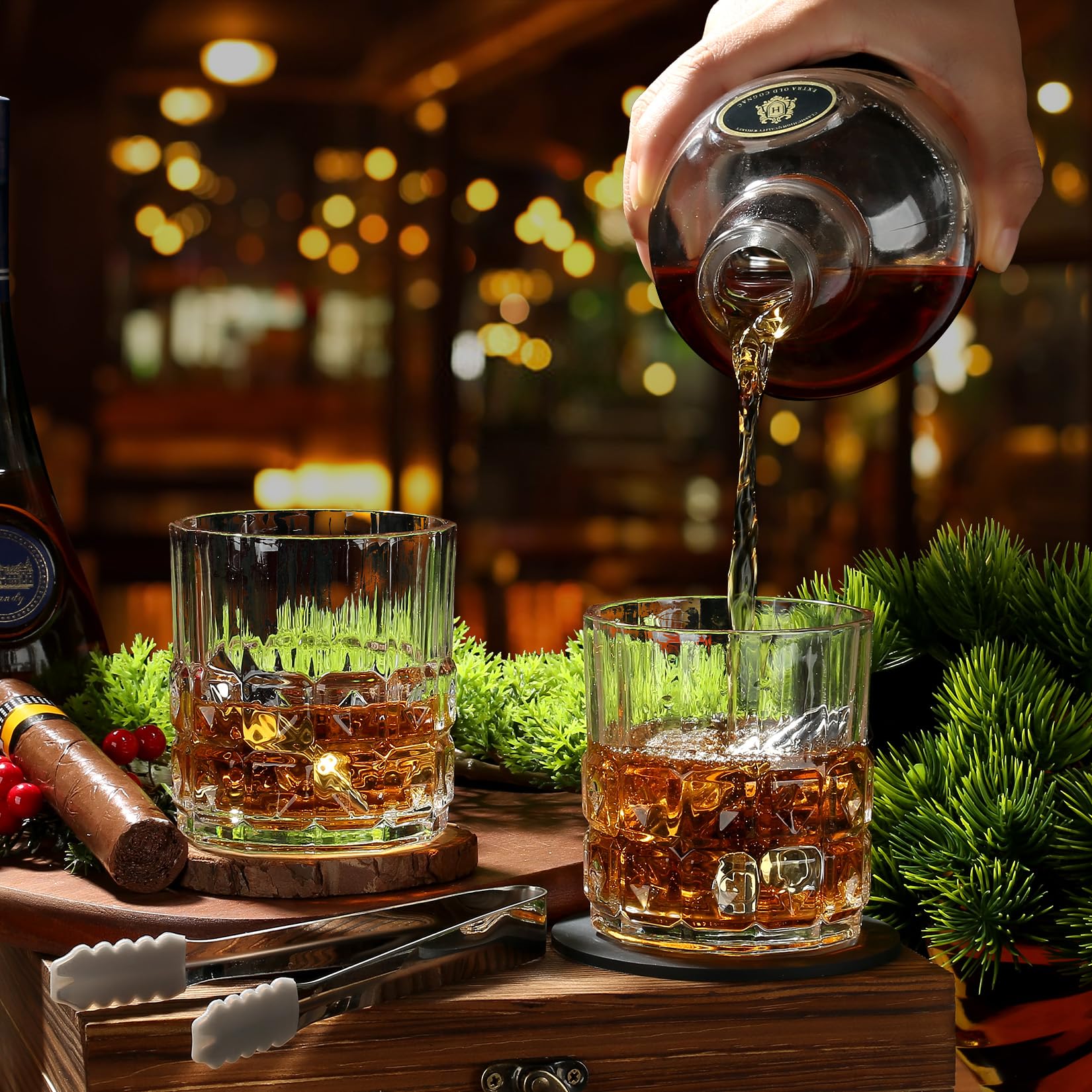 Gifts for Men, Valentine's Day Father's Day Anniversary Birthday Gifts Ideas for Dad Him Husband Boyfriend, Stainless Steel Whiskey Stones and Whiskey Glasses Set, Cool Whiskey Bourbon Gifts for Men