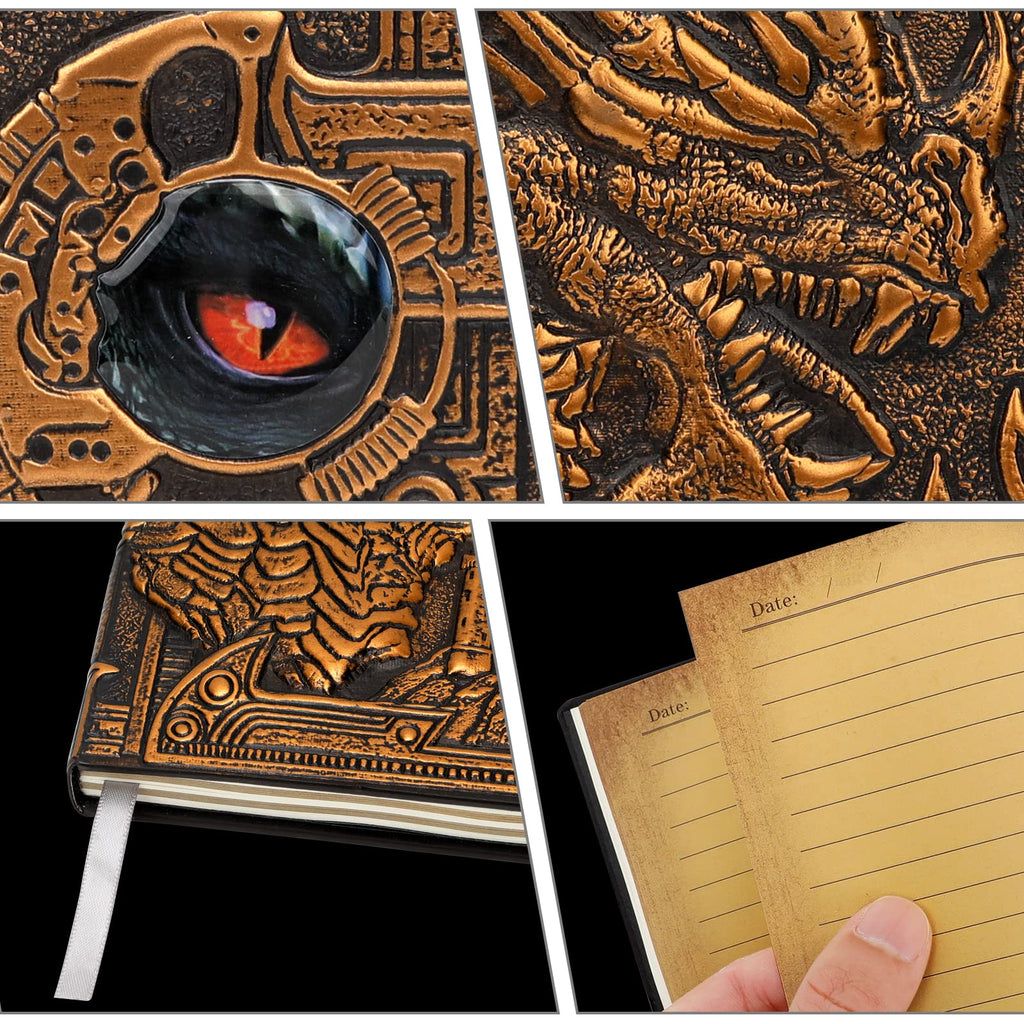 3D Dragon DND Journal Writing Notebook, Fantasy D&D Leather Journal Book for Dungeons and Dragons Gifts Nerdy DM & Players RPG Lovers Accessories, 200 Pages A5 Travel Notepad for Men or Women
