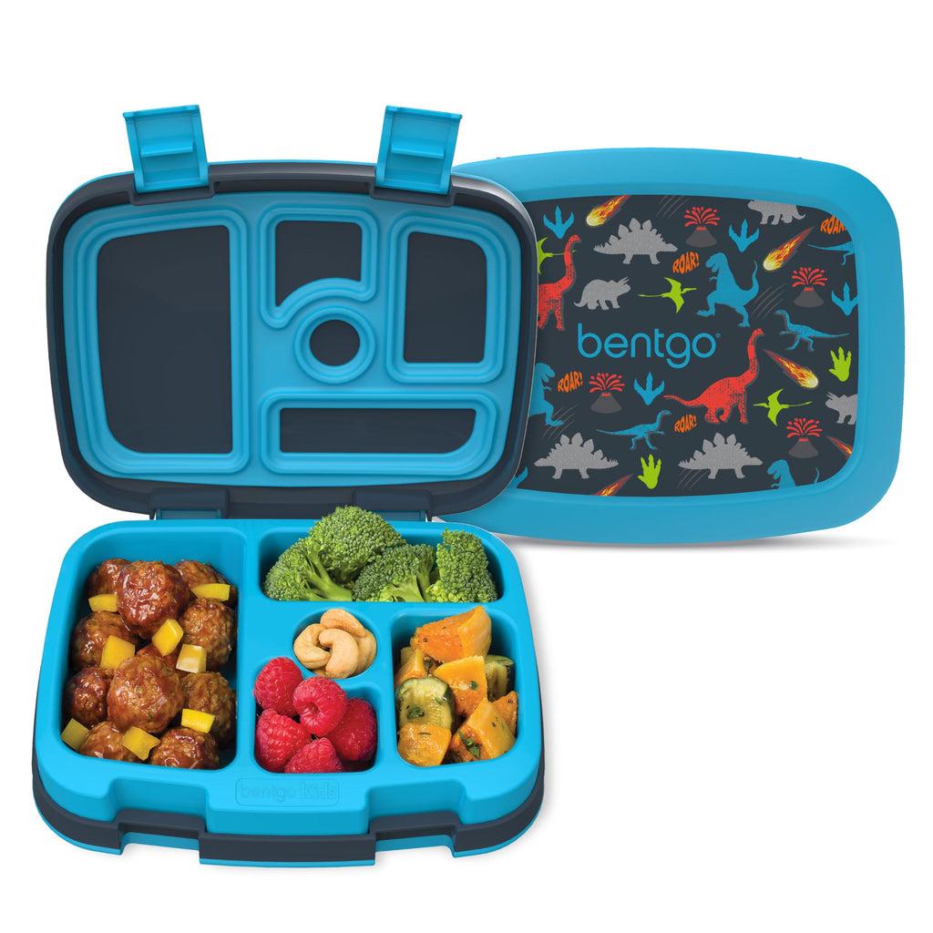 Bentgo Kids Prints Leak-Proof, 5-Compartment Bento-Style Kids Lunch Box - Ideal Portion Sizes for Ages 3 to 7 - BPA-Free, Dishwasher Safe, Food-Safe Materials (Dinosaur)