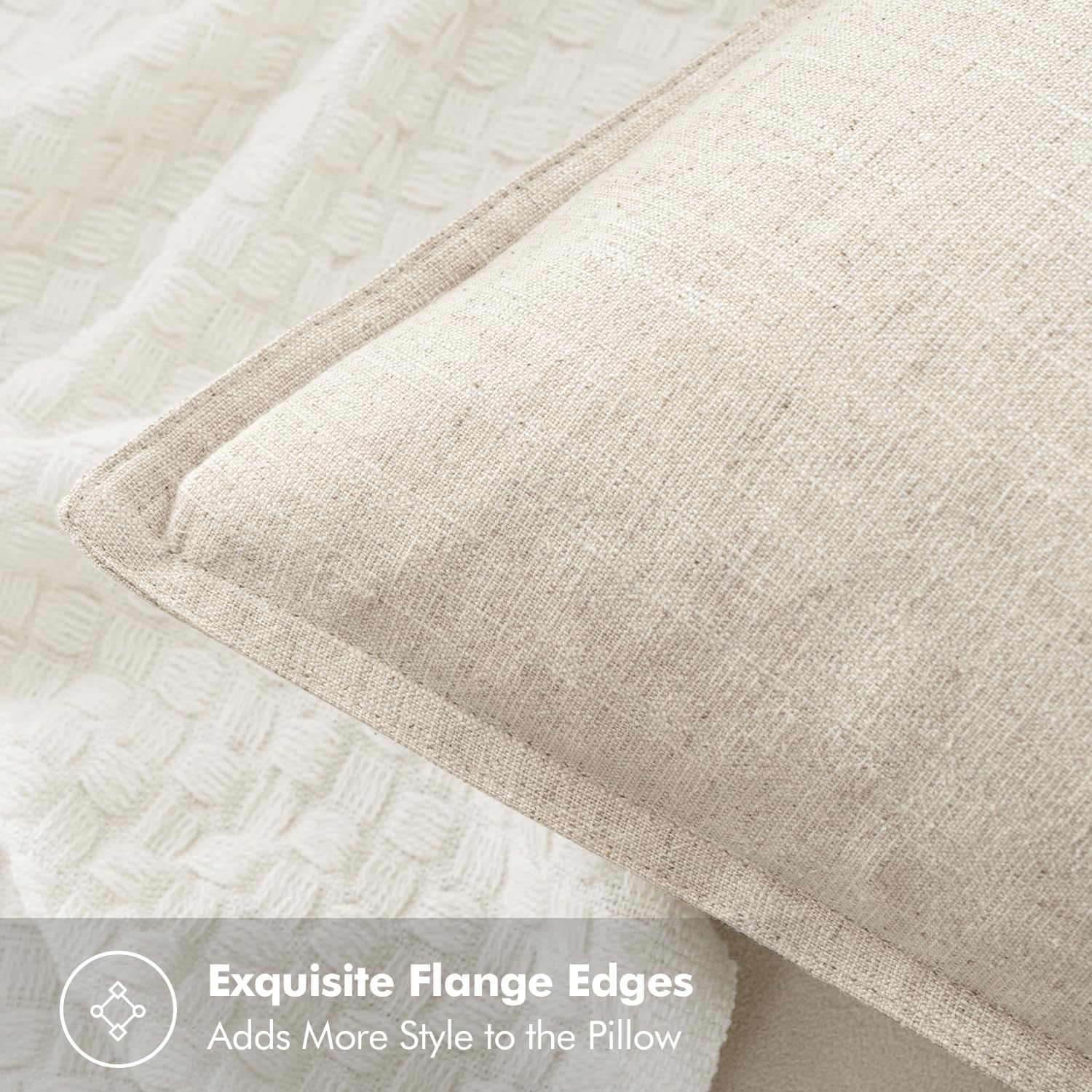 MIULEE Linen Pillow Covers Pack of 2 Decorative Throw Pillow Covers Soft Accent Boho Farmhouse Couch Pillowcases Modern Home Decors for Sofa Cushion Living Room Bed 18x18 Inch Natural Beige