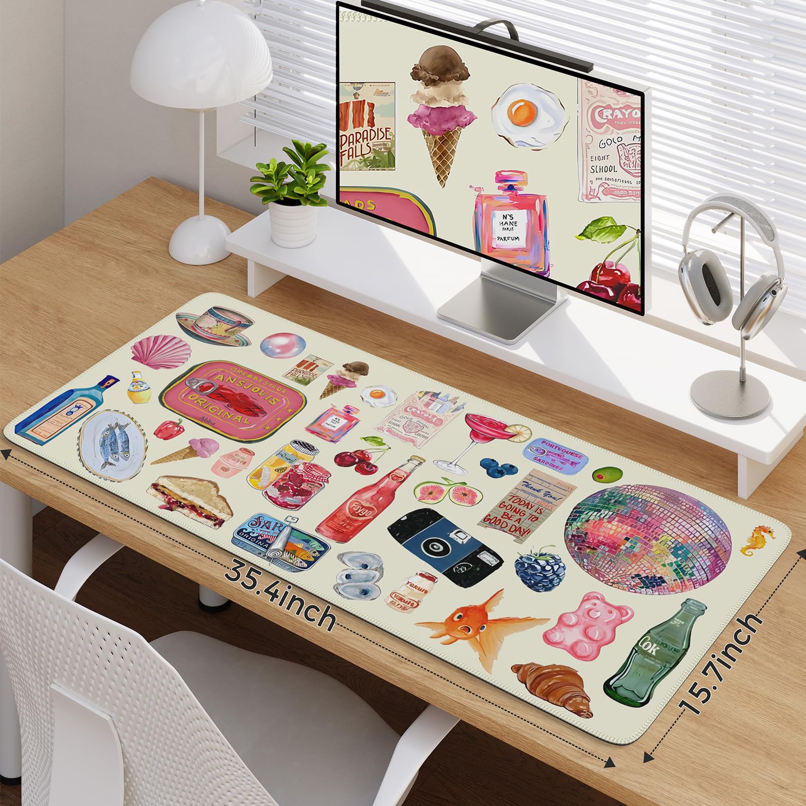 iCasso Large Mouse Pad and Keyboard Mat, XXL Desk Pad, Anti-Slip, Water-Resistant, Stitched Edges, Black