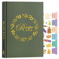 Lanpn B5 Blank Recipe Book Cookbook to Write in Your Own Recipes, Leather Cover Waterproof Empty Cooking Journal for 70 Recipes, Recipe Notebook with Stickers to Organize Your Family Recipes, Green