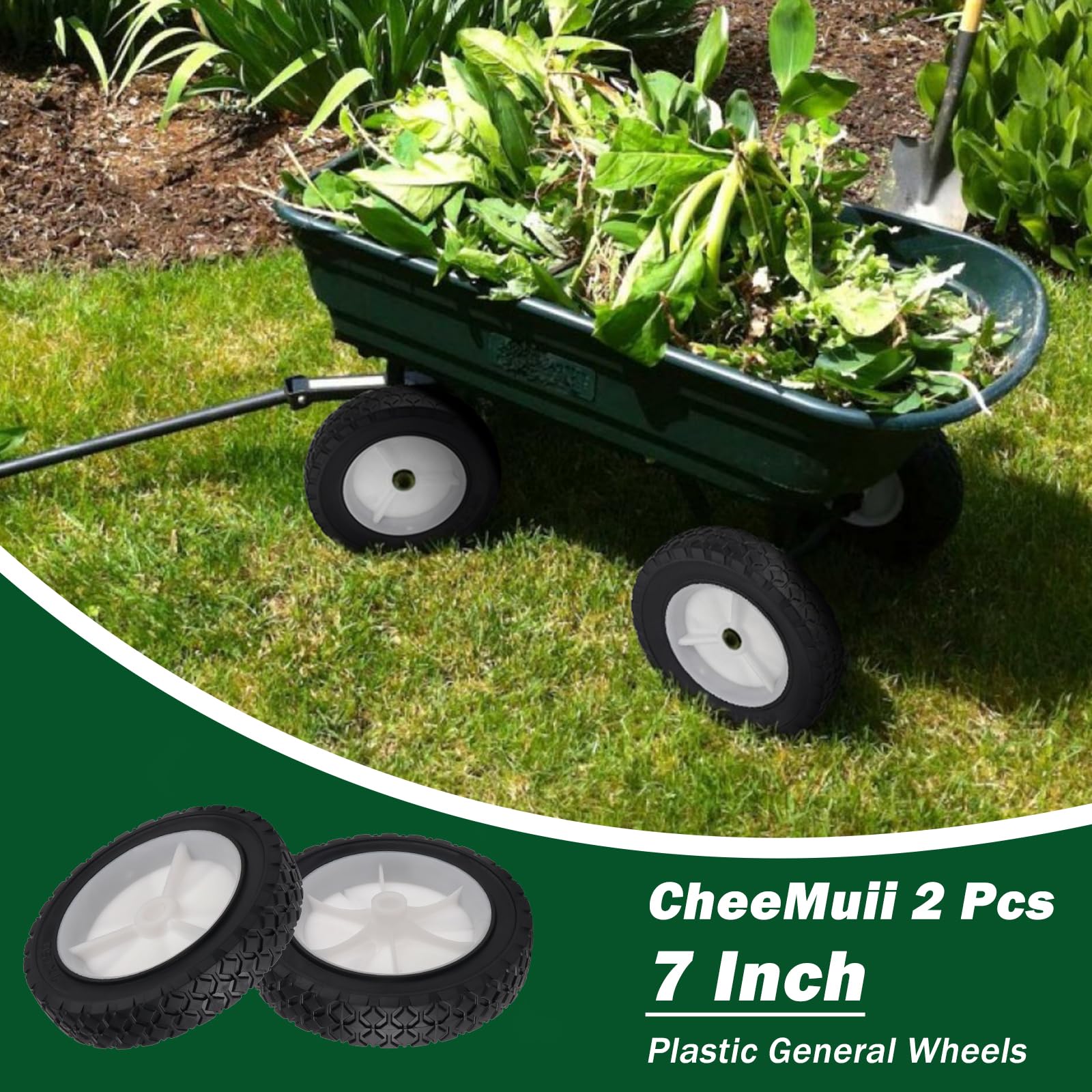 CheeMuii 7 Inch Lawn Mower Wheels 2 Pcs 7" Universal Wheels Replace for Oregon 72-106 Compatible with Craftsman/AYP/MTD Push Lawnmower, BBQ Grill, Hand Truck, etc