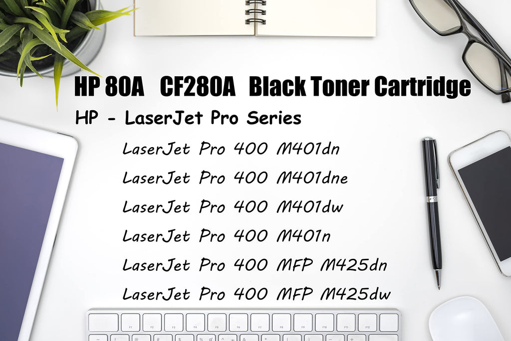 Ultra Toner® Compatible Replacement for HP 80A CF280A Black Toner Cartridge for HP LaserJet Pro 400 M401dn M401dne M401dw M401n MFP M425dn MFP M425dw (2 PK)