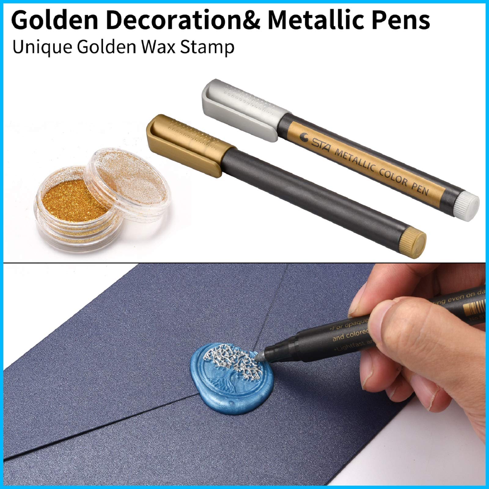 CHUHUAYUAN Wax Seal Stamp Kit with Gift Box, 24 Colors and 624 Pcs Wax Seal Beads with Wax Seal Stamp, Sealing Wax Warmer, Wax Seal Metallic Pen and Envelope, Wax Seal Kit for Gift and Decoration