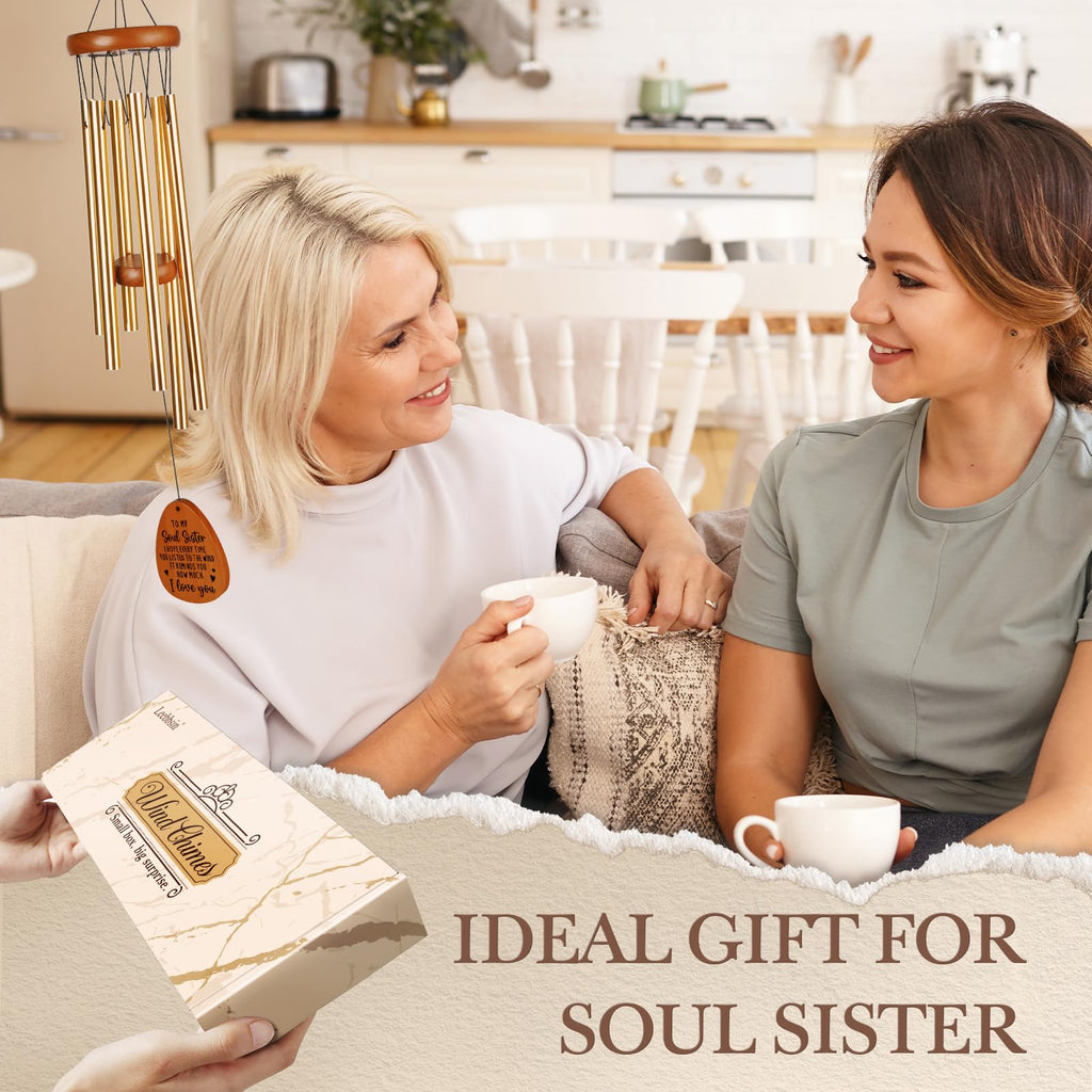 Leebbsin Soul Sister Wind Chime, Unique Birthday Gift for Soul Sister, Bestie, BFF. Love Reminder Gifts for Wedding, Graduation, Thanksgiving, Christmas
