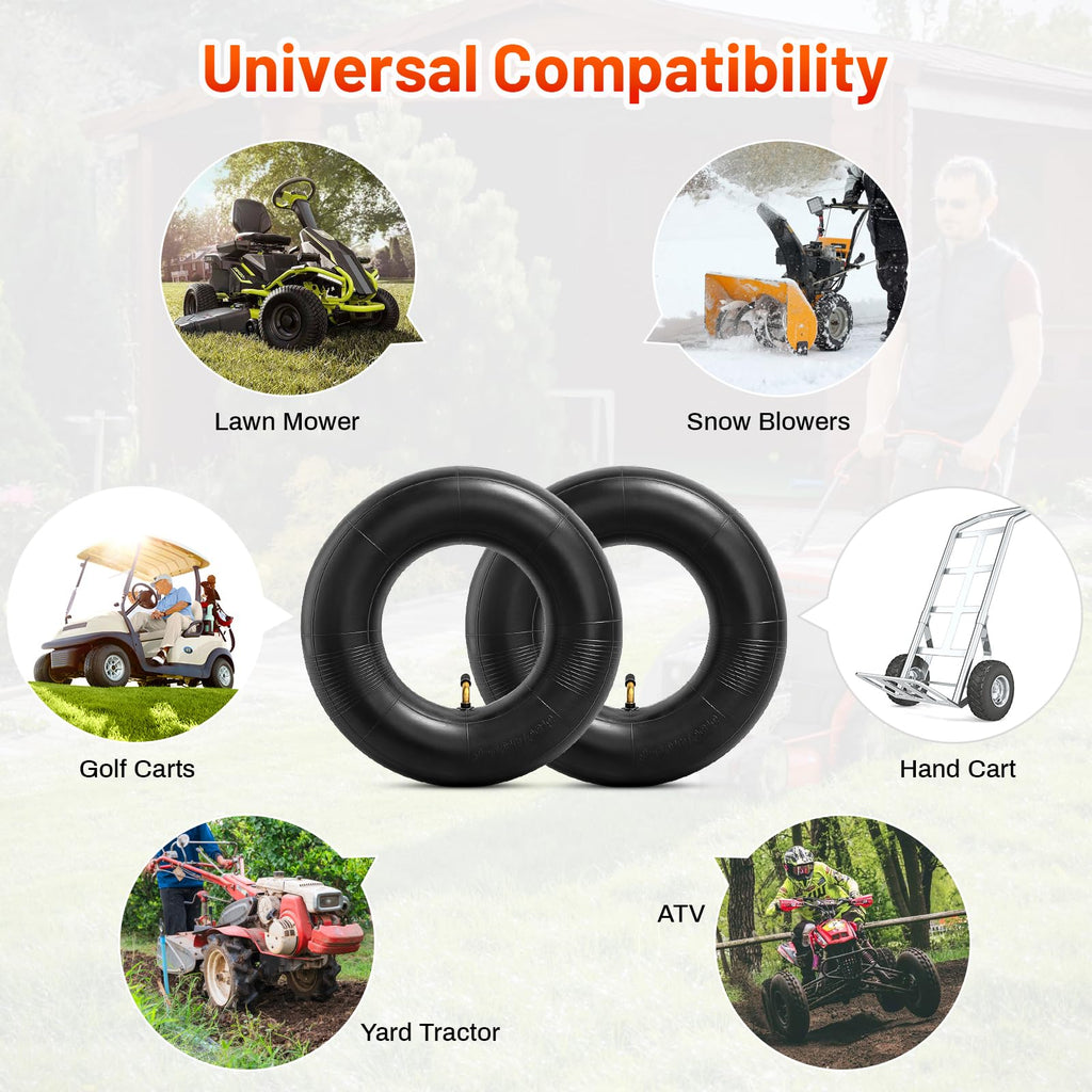 PaoWin 2 PCS 4.10/4.00/3.50-6 (13 x 4.00-6) Replacement Inner Tube with TR87 Bent Valve Stem Compatible with Wheelbarrows, Mowers, Hand Trucks and More 3.50-6 4.00-6 4.10-6 Tire Tubes