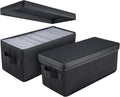 CD Storage Box with Lid,Stackable CD Case Holder with Handles for Dust Protection, Portable CD Organizer for Music Collection (Black, 2pack)