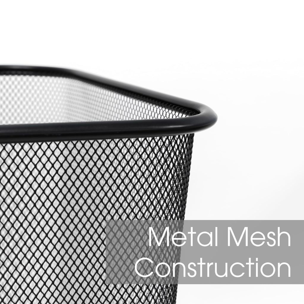 Winnable Metal Mesh Square Wastebasket, 25 L/6.6 Gal, Black